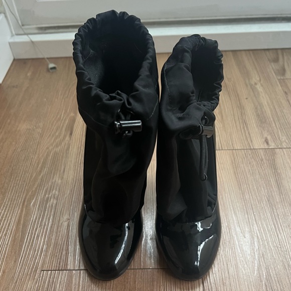 Prada Shoes - Prada Patent Leather Nylon Heel Boots FW18